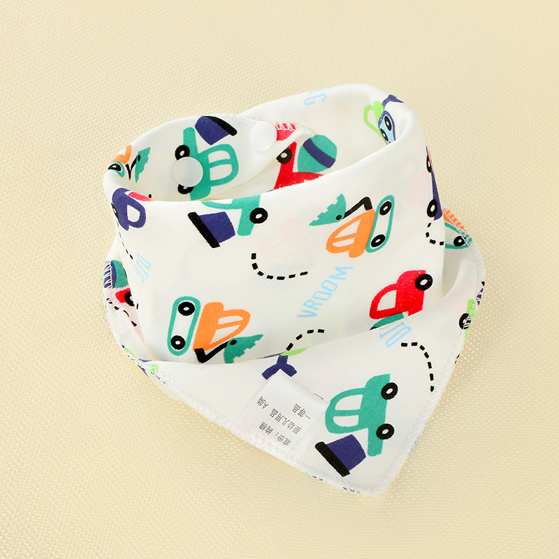 Baby Saliva Towel Baby Pure Cotton Triangle Scarf Double-Layer Cartoon Printing Newborn Triangular Baby Bibs Child Bib