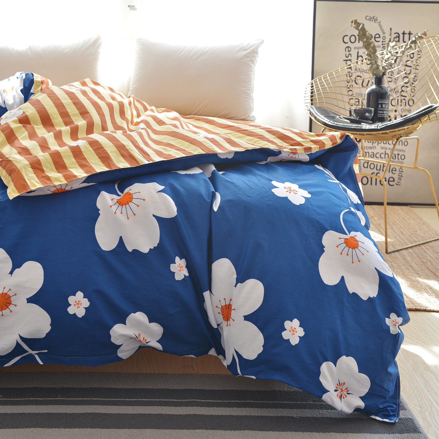 斜纹纯棉被套 全棉活性印花单双人被罩床上用品 单件厂家直销批发