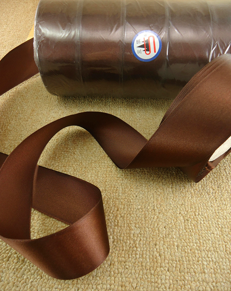 38mm高密咖啡色单面丝带三顶织带涤纶缎带diy发饰蝴蝶结材料手工