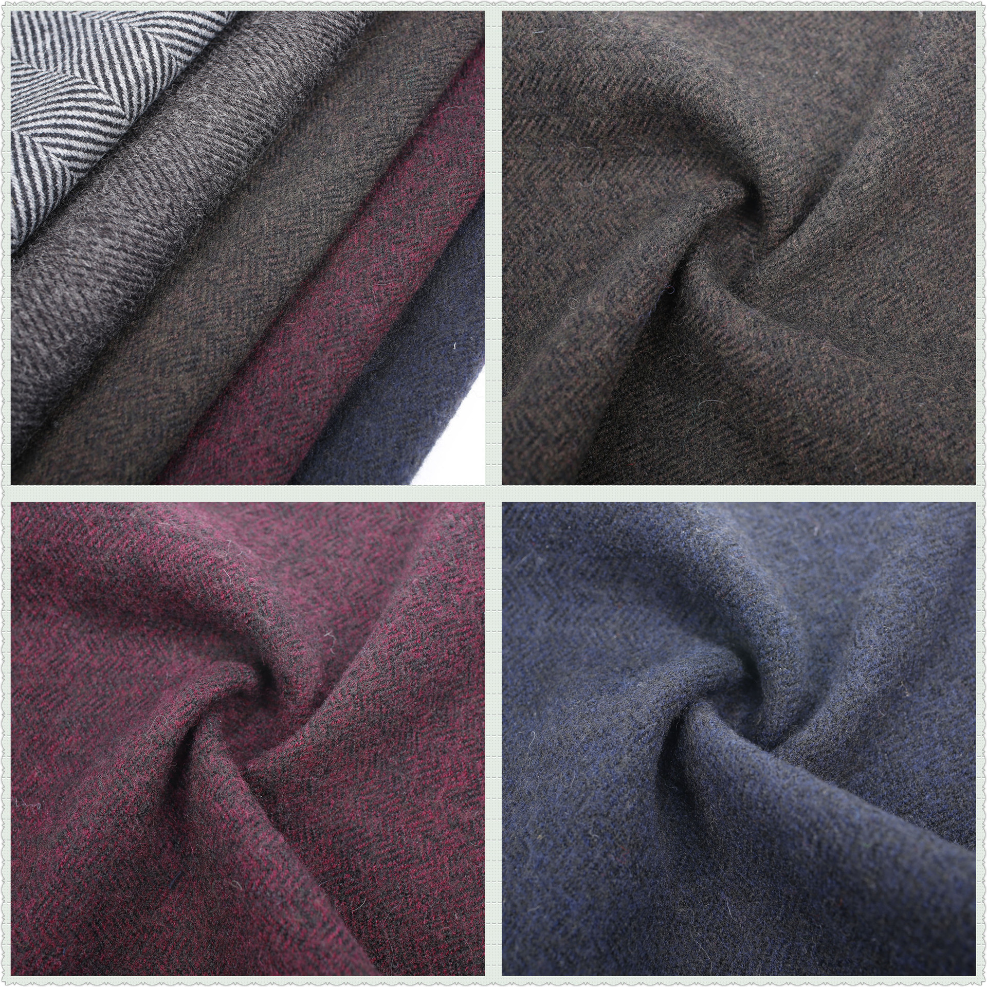 梭织毛呢人字羊毛毛料西裤毛纺面料 男女秋冬大衣西服纺织面料