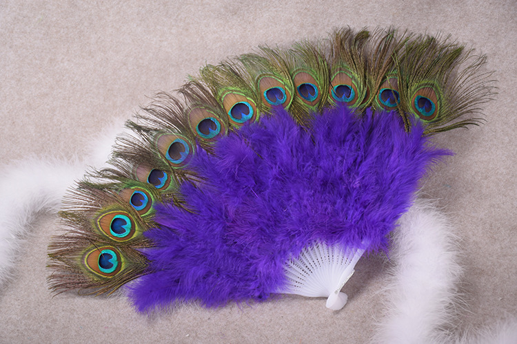 厂家货源21片孔雀羽毛扇 肚皮广场舞扇子舞蹈表演孔雀扇 批发多色