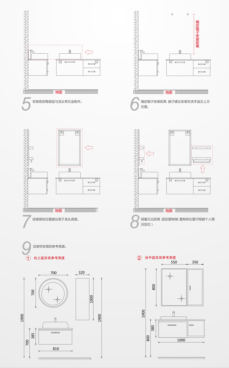 脸盆柜组合安装高度图图片
