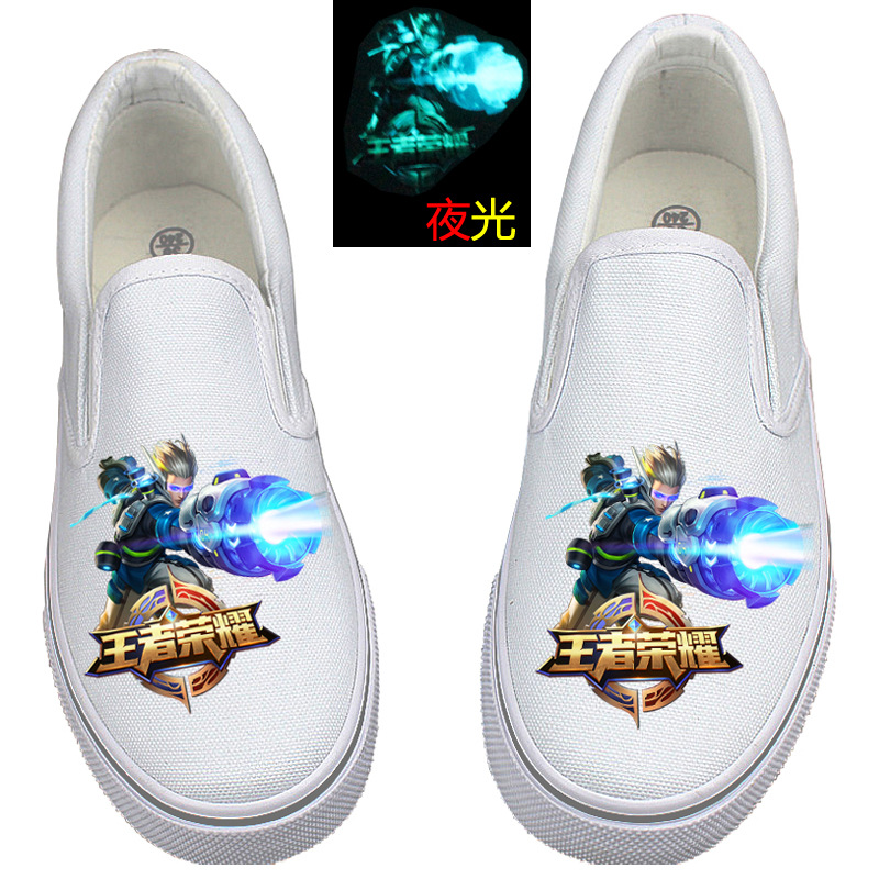 王者荣耀狄仁杰超时空战士手绘鞋男款夜光手绘帆布鞋低帮套脚鞋