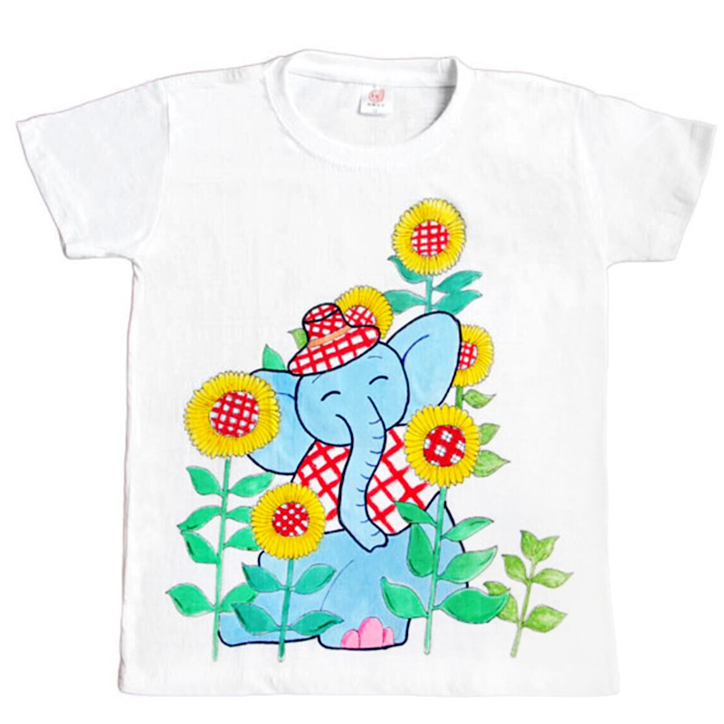 儿童手绘白色t恤衫扎染幼儿园手工diy涂色涂鸦绘画空白纯棉文化衫