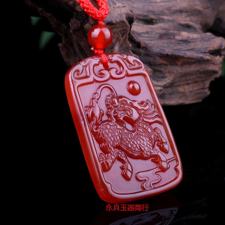 巴西红玛瑙麒麟牌子挂件男女款吊坠