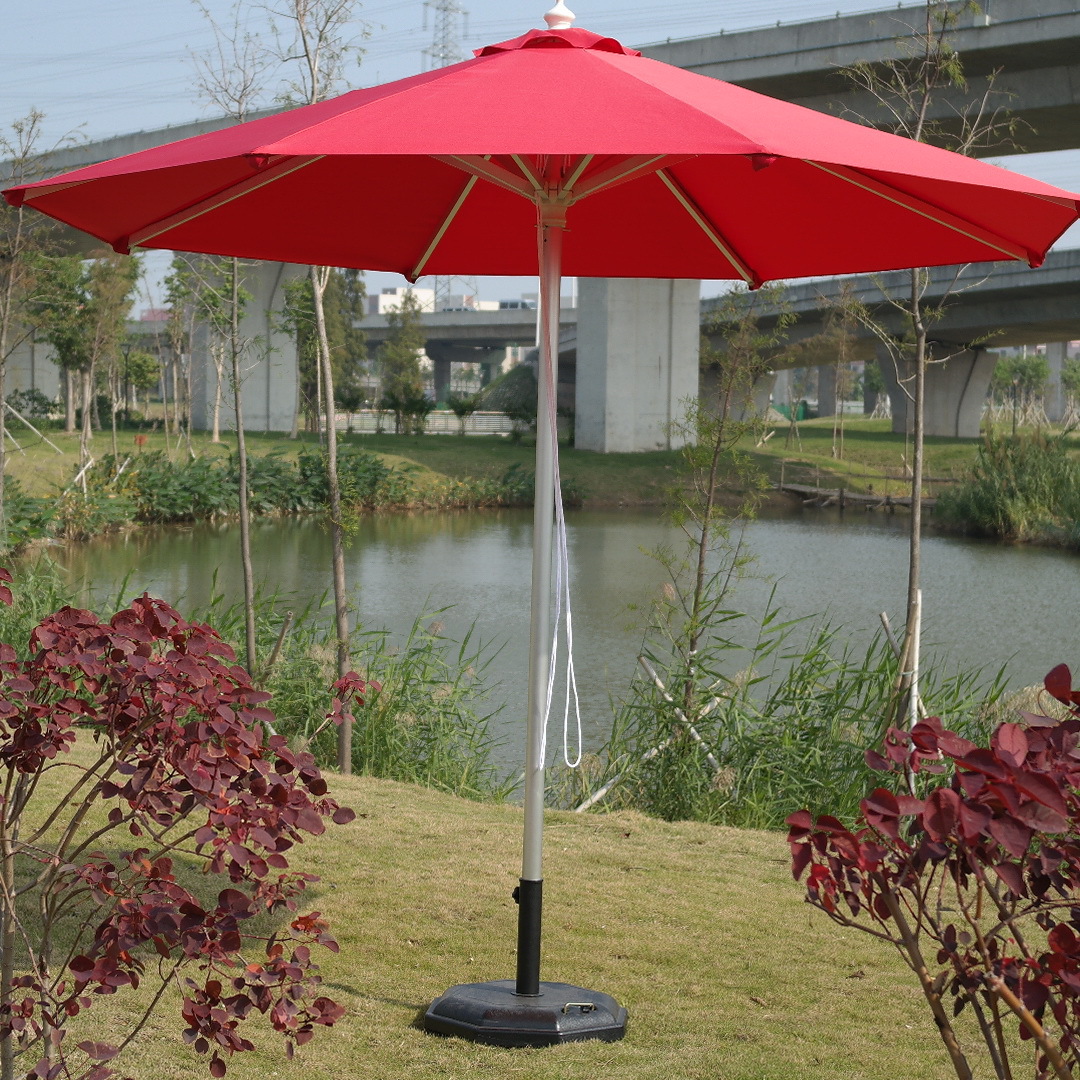 直销户外遮阳伞拉绳中柱伞沙滩太阳伞摆摊大伞公园广场装饰伞
