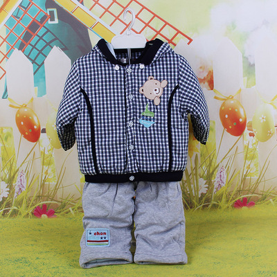 【都市贝贝】秋冬格调脱帽男童棉衣套装二件套童装 c2638
