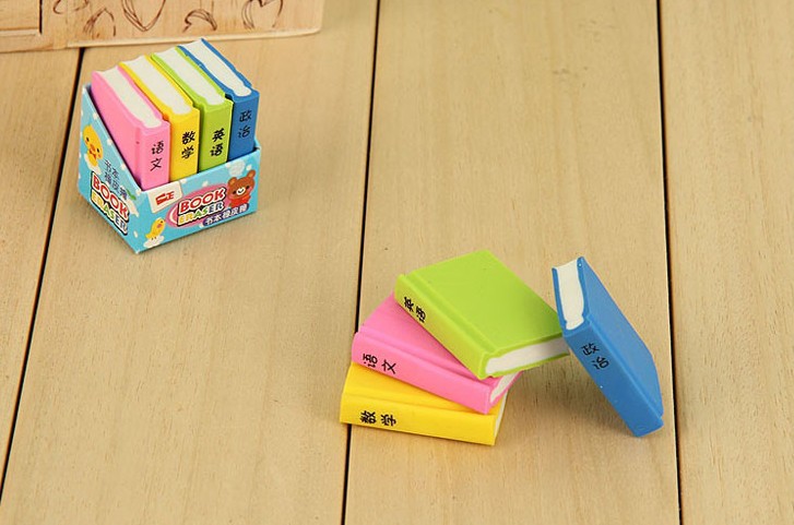 橡皮擦创意文具 可爱卡通彩色书本课本橡皮擦 小学生奖品礼物