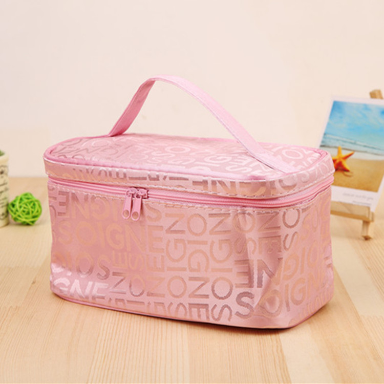 New Women's Lettered Make-up Bag Fashion Square Travel Portable Storage Wash Bag Factory Direct Sales