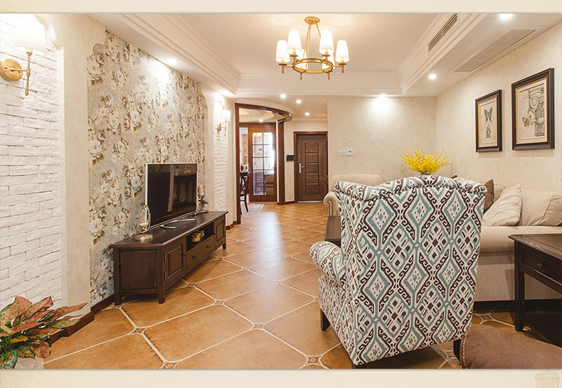 佛山瓷砖500*500 客餐厅耐磨复古地板瓷砖 美式田园圆角仿古砖