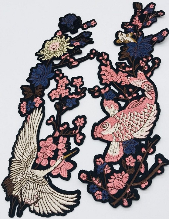 梅花仙鹤电脑绣花时尚diy绣品刺绣布贴衣服鞋帽补丁辅料