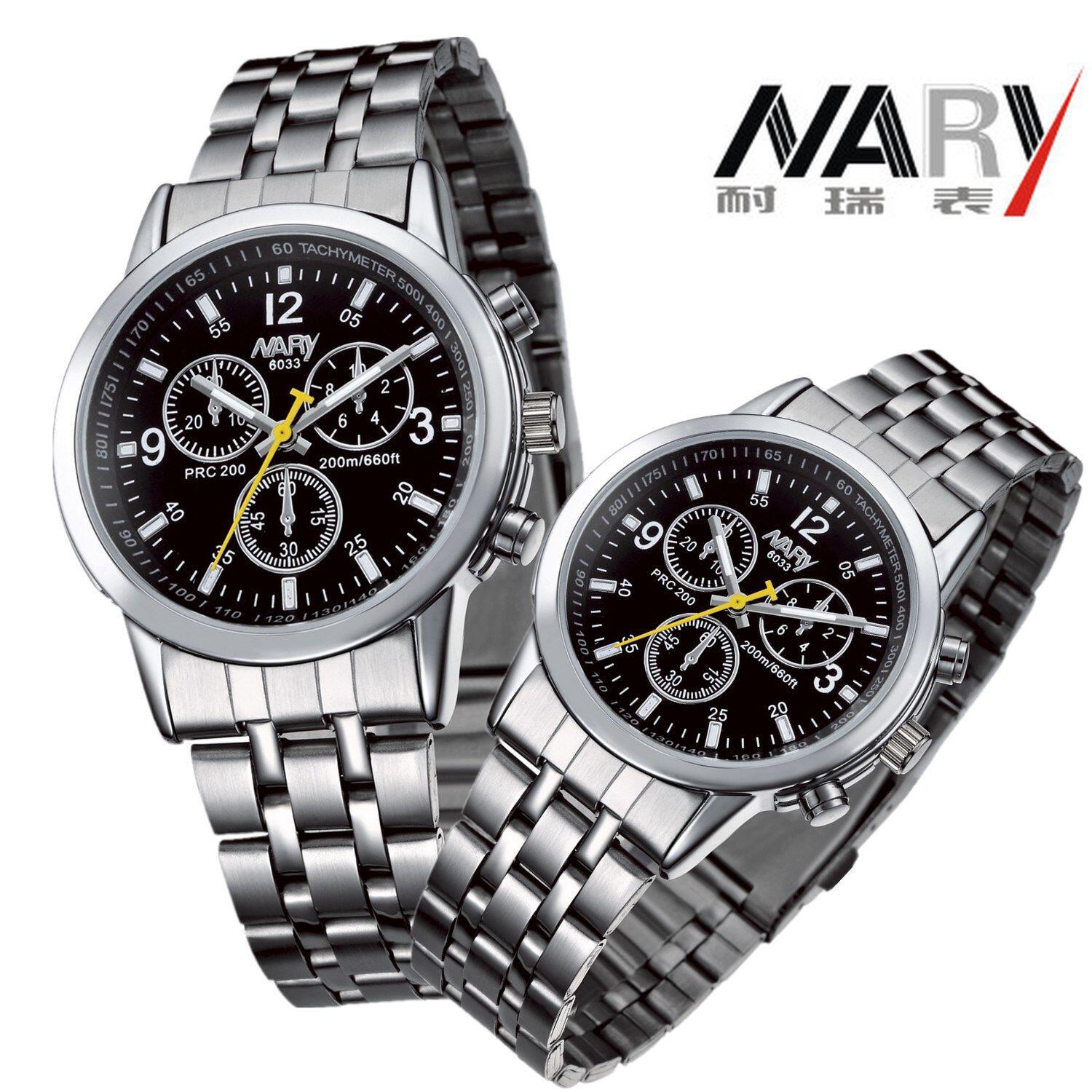 nary/耐瑞 爆款男女表石英钢带简约休闲商务大气防水情侣手表6033