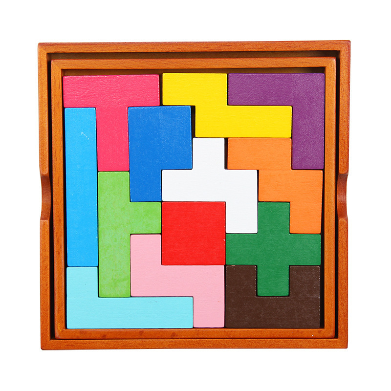 榉木儿童益智伤脑筋十三块智力拼板智慧教具立体拼图巧板积木玩具