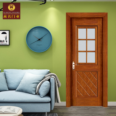 定制各类实木玻璃门  卧室家装门 半玻厨卫套装门