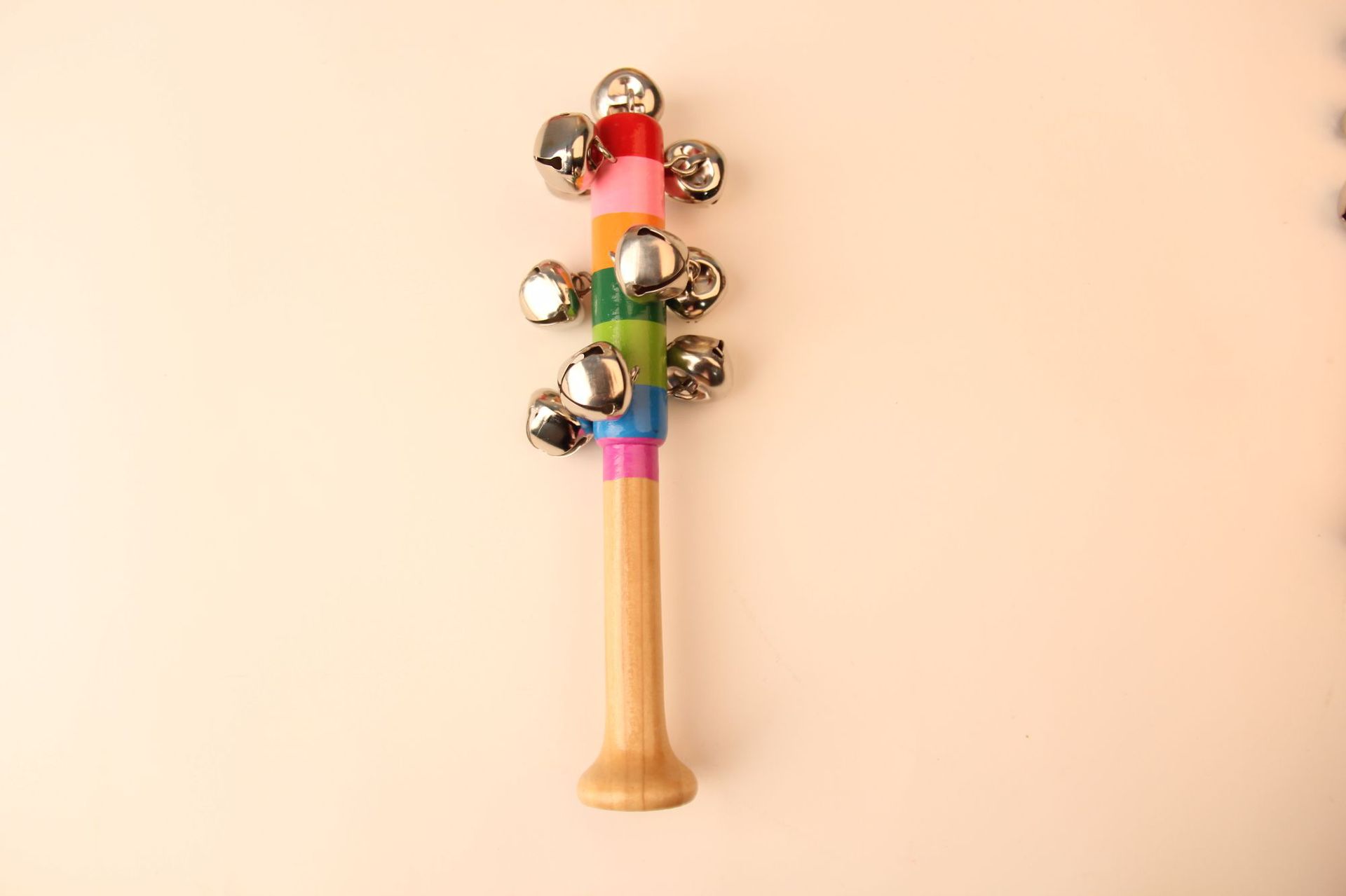 丹妮奇特婴幼儿七彩木制手摇铃 早教一字手摇铃婴幼儿益智玩具