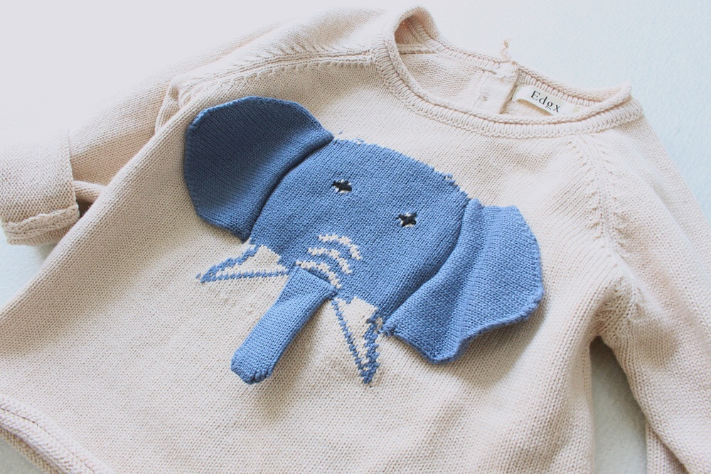 17童装立体毛衣婴儿秋冬毛衣小童大象动物针织毛衫男女宝宝打底衫