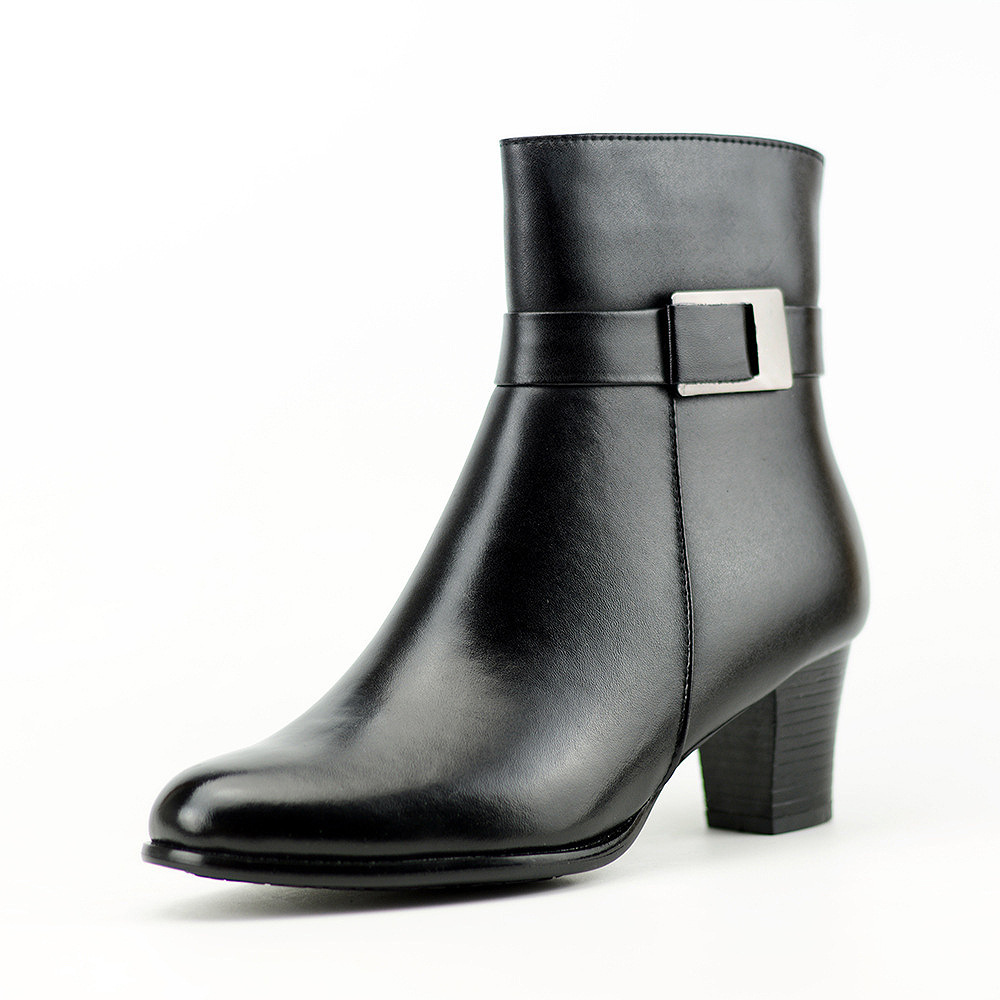 07a女军官绒皮鞋部队配发中跟头层牛皮工装鞋女士军官毛皮鞋批发