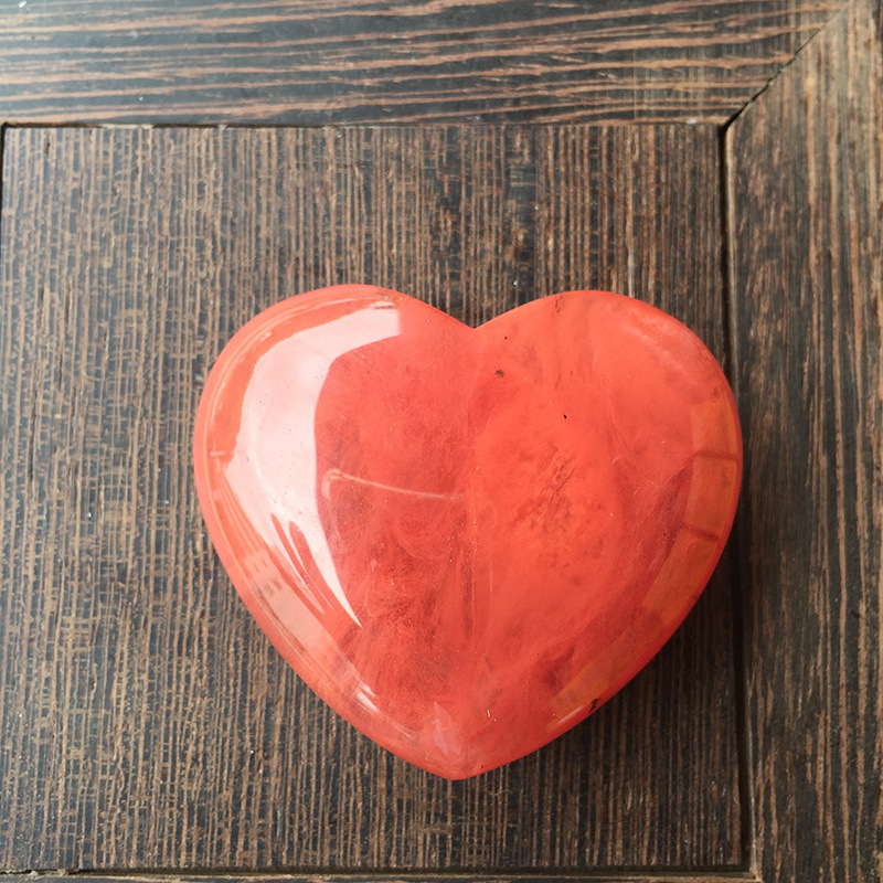 供应西瓜红桃心摆饰 纯手式打磨抛光diy宝石饰品 厂家直销