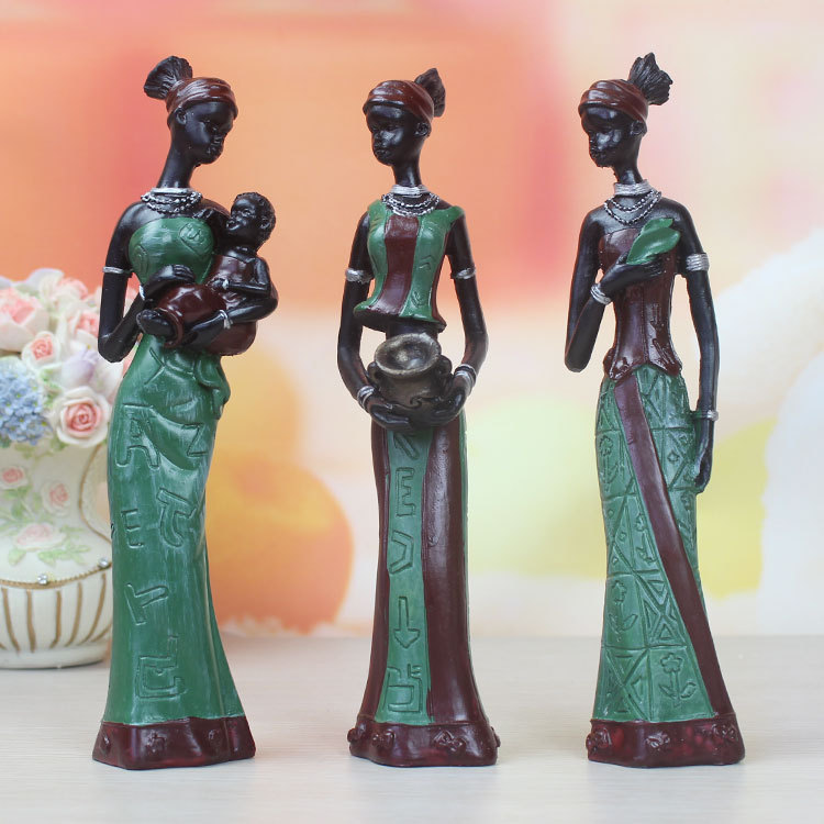 Factory Wholesale Exotic Doll African Character Three-Piece Set Resin Decorations Creative Home Gift Decorations