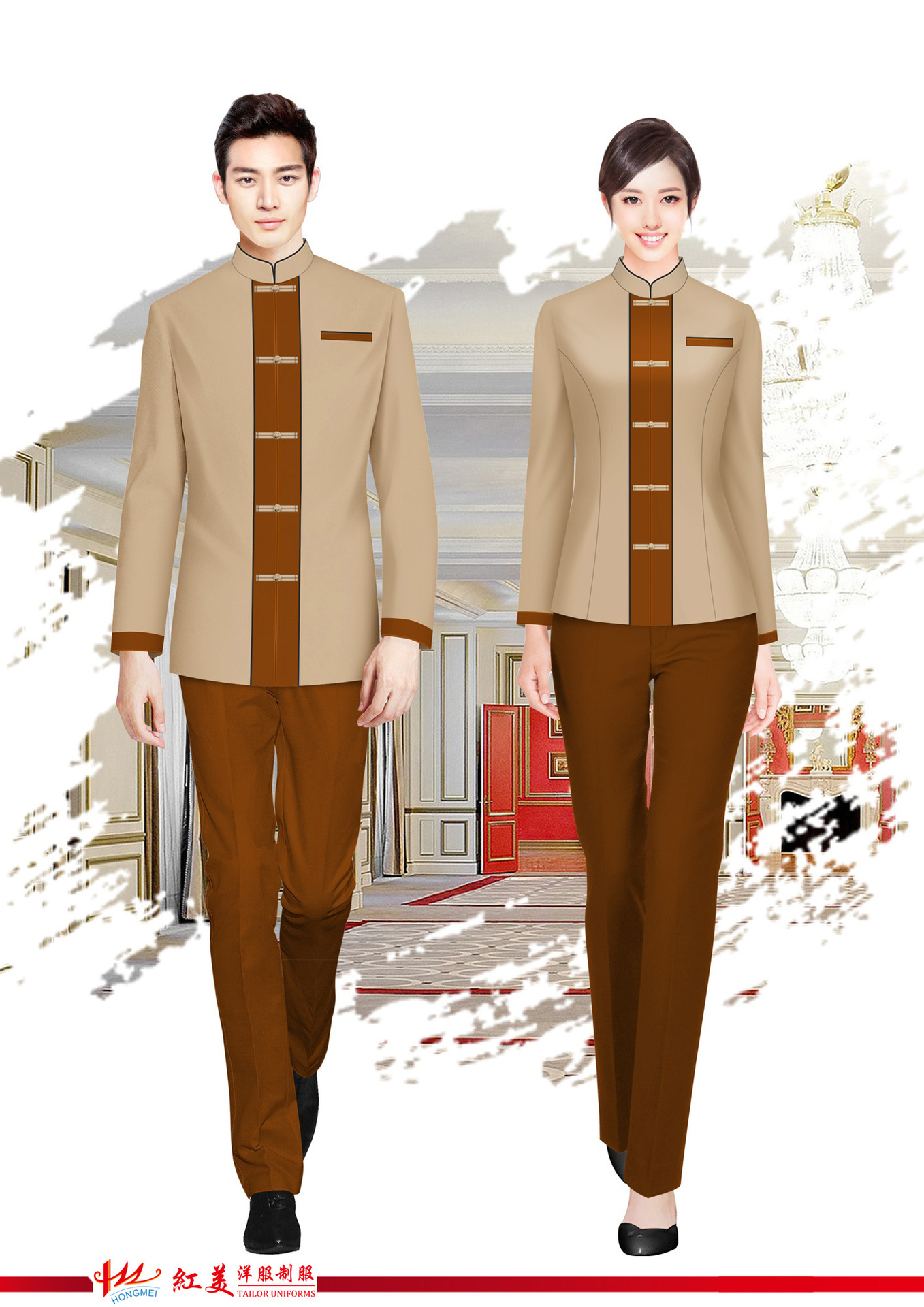 2019新款酒店服装pa客房服务员工作服设计定制款式图高端私人定做