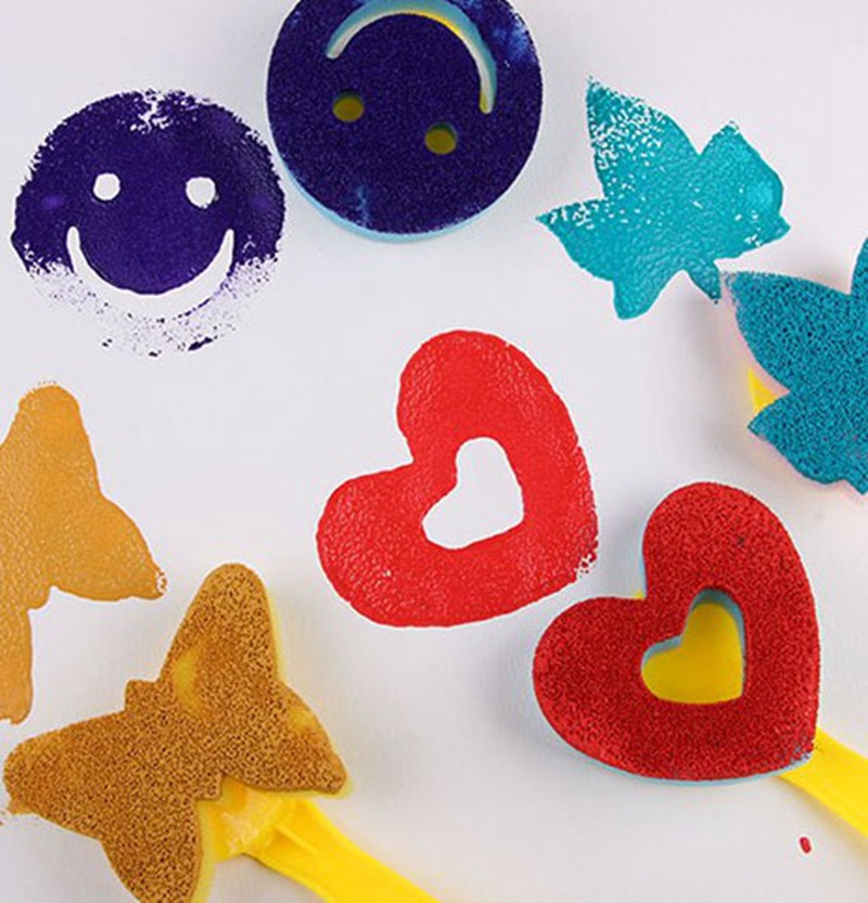 儿童绘画工具拓印海绵刷 创意海绵画刷 手指画颜料海绵印章12件套