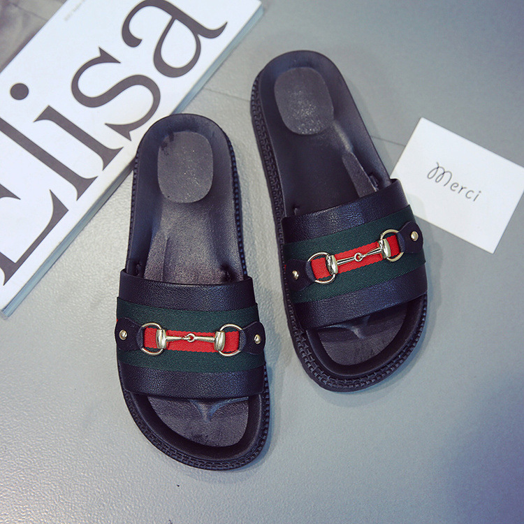 【2017夏季新款韩版休闲厚底一字拖女舒适平