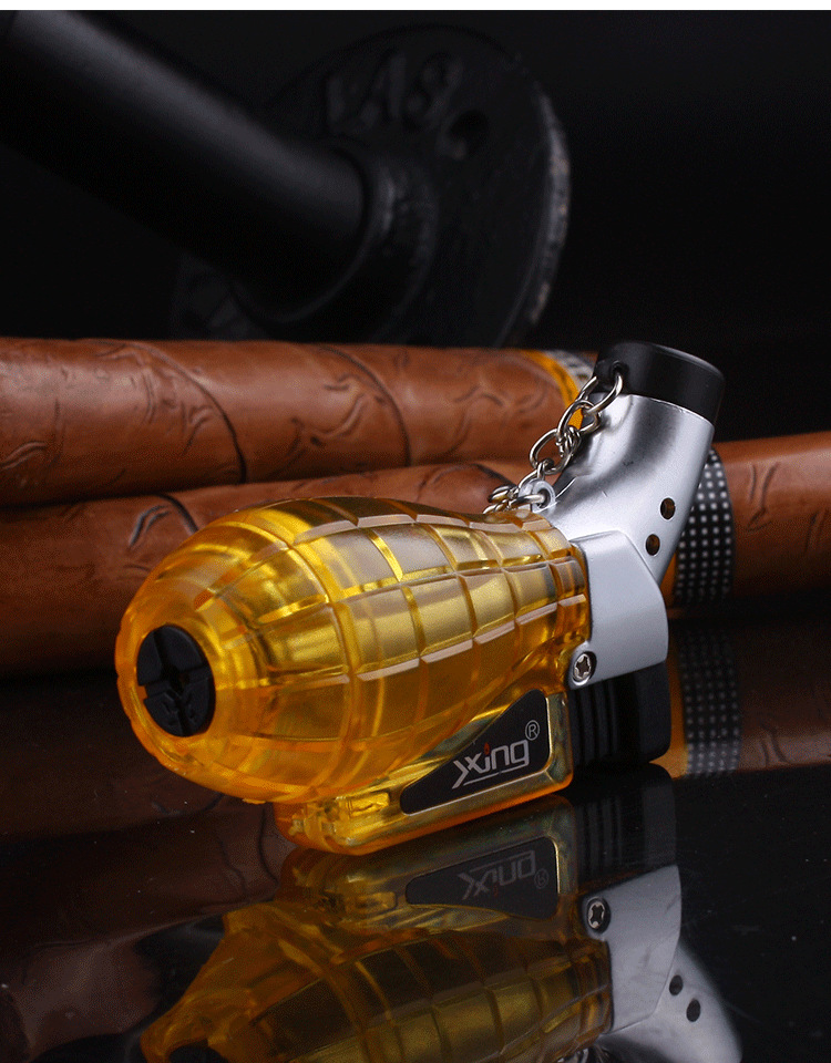 银星宝雷一号弯头直冲强劲火力防风打火机点雪茄艾灸透明喷枪批发