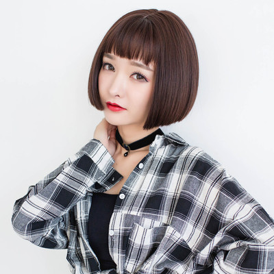 假发女日韩时尚短直发化纤头套波波头空气刘海外贸专供哑光高温丝