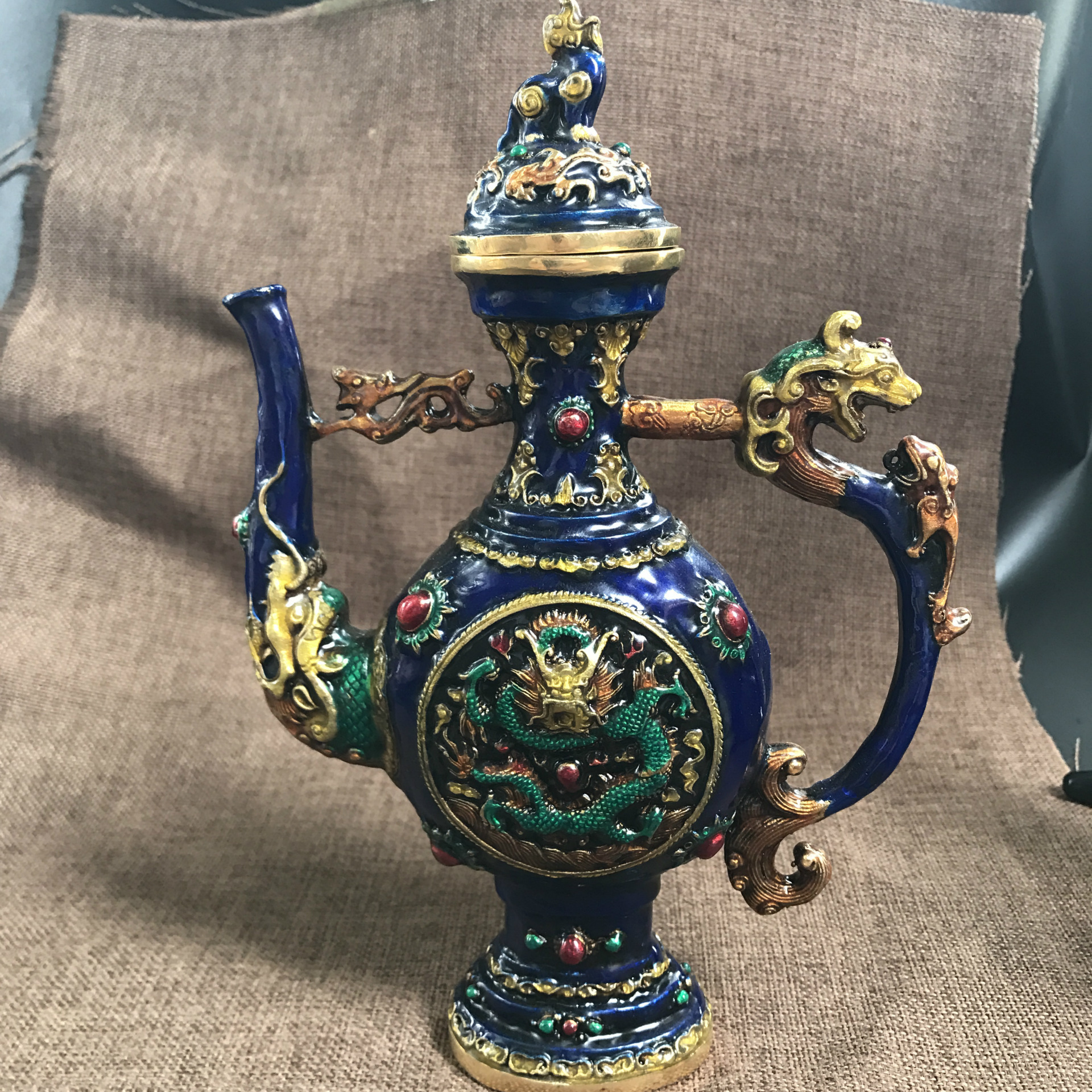 做旧仿老古玩黄铜铜器景泰蓝酒壶工艺品摆件厂家直销批发零售