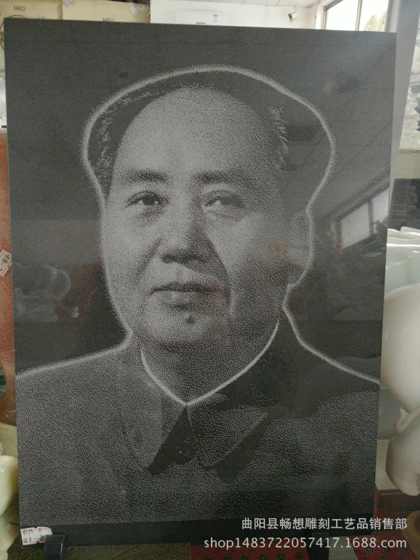 加工定制黑白彩色石材影调摆件挂件 伟人肖像 自画像