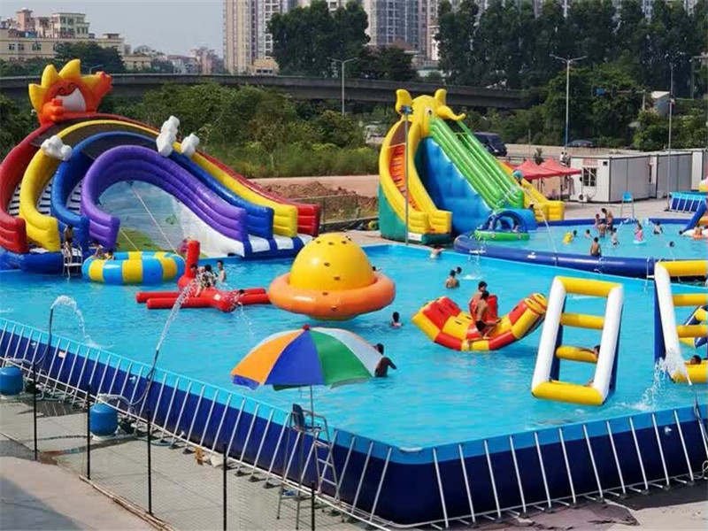 儿童户外移动泳池水上乐园设备大型龙头大象彩虹充气滑梯组合气模