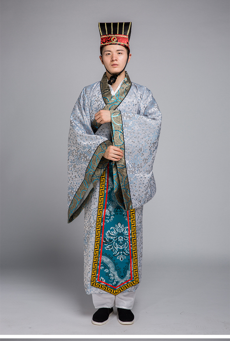 汉服男古装中国风民族秋冬长袖厚缎中老年丞相汉服长衫唐装 批发