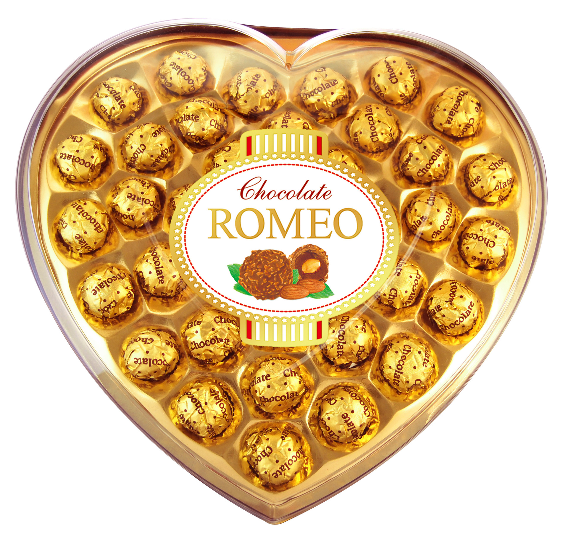 花生威化软心巧克力 情人节七夕送礼零食 36粒心形礼盒装巧克力