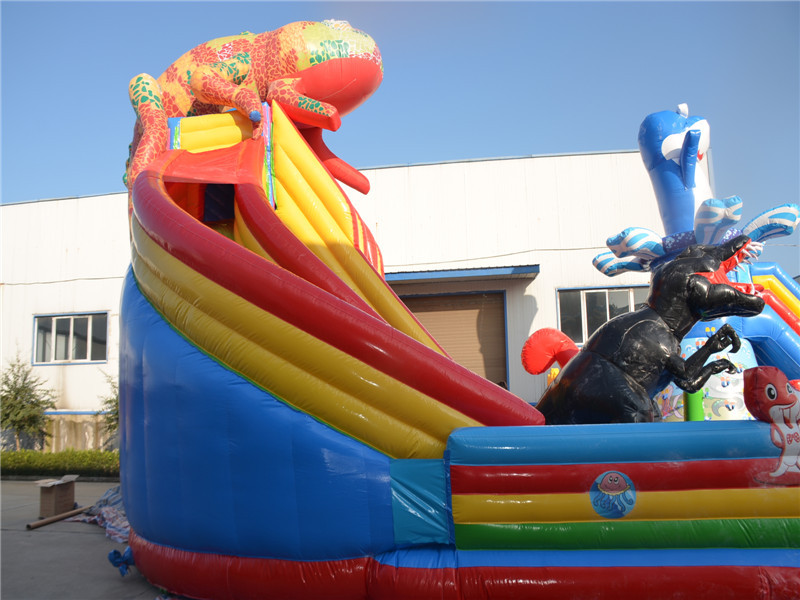 室外大型儿童游乐设备充气蹦床充气城堡淘气堡大滑梯变色龙恐龙