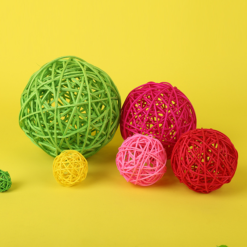 启航藤球装饰 橱窗木色藤球挂饰幼儿园走廊摆件商场吊饰