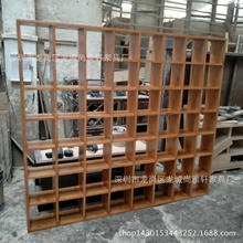 榆木家具简易置物架实木隔板墙壁格子展示架多层装饰架工厂定制