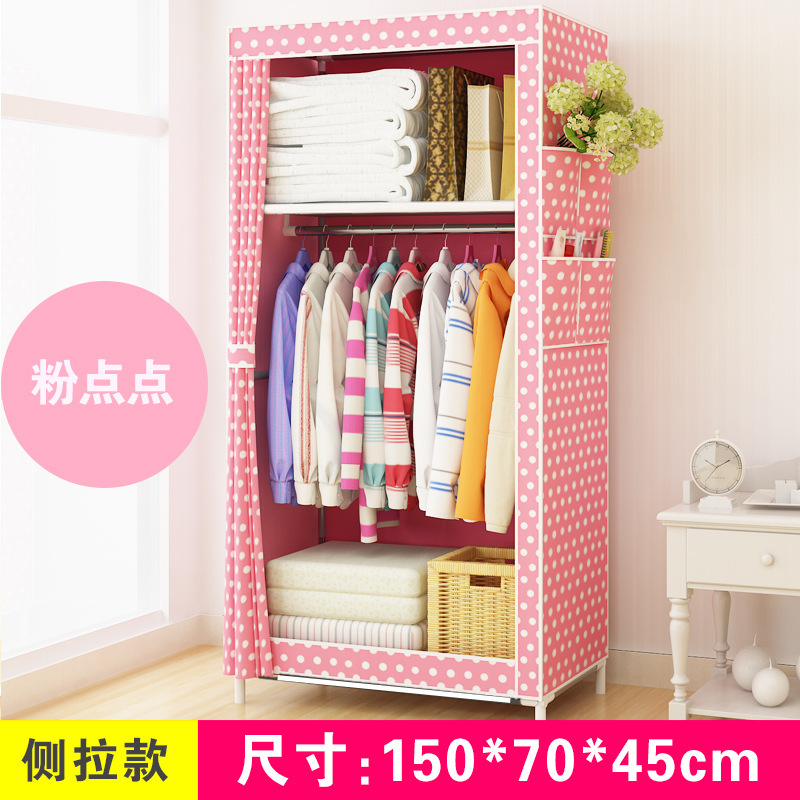 Factory Wholesale Non-Woven Steel Tube Assembly Simple Dormitory Rental Single Small Wardrobe Storage Cabinet Cloth Wardrobe