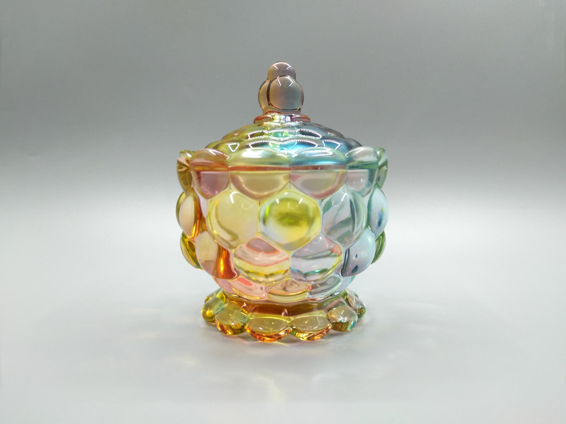 批发炫彩琉璃玻璃糖果罐 欧式糖缸储物罐 干果罐零食密封罐糖果盅