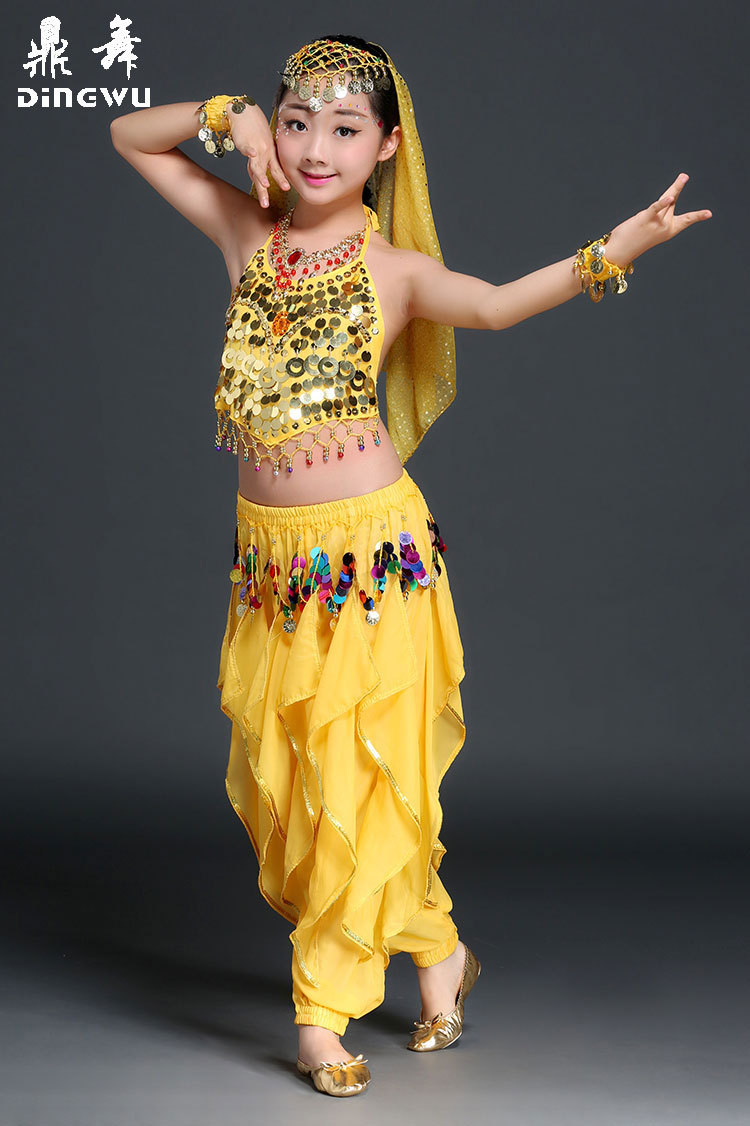 批发儿童肚皮舞服装演出服套装 幼儿园印度舞蹈表演服 彩片旋转裤