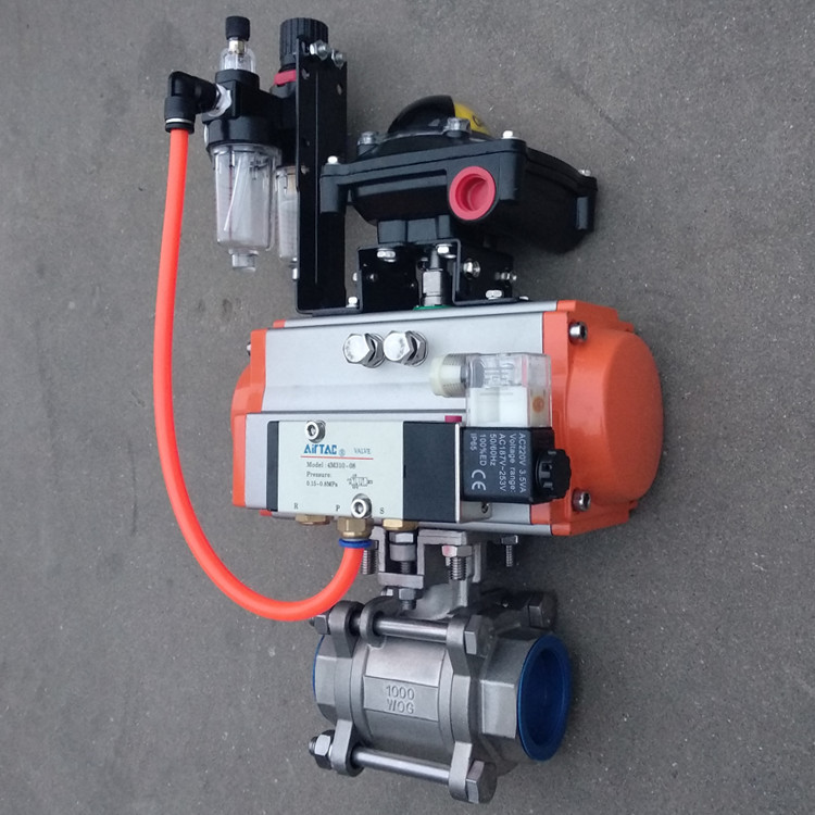 产地货源 气动阀 球阀 不锈钢304直通式螺纹球阀双作用三联件阀门