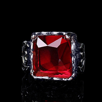 j10欧美时尚简约大方红黑色宝石情侣戒指 个性潮流饰品厂价批发
