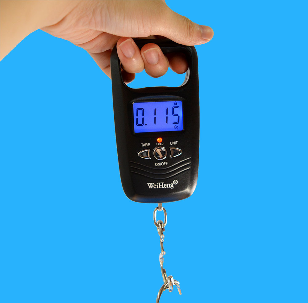 威衡a17手提秤弹簧秤50kg小型电子秤便携式快递称英文 泡泡袋