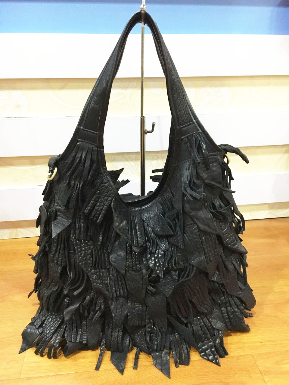 欧美风新款单肩牛皮女包简约时尚真皮碎皮拼接包包手提斜挎包