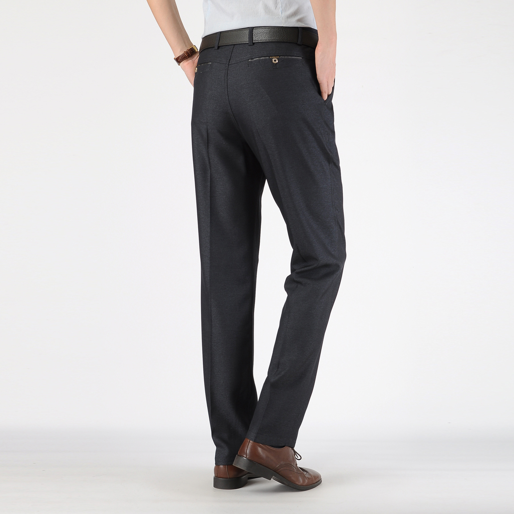 春秋厚款西裤男 中老年男式休闲裤直筒免烫男裤中年男式西裤宽松