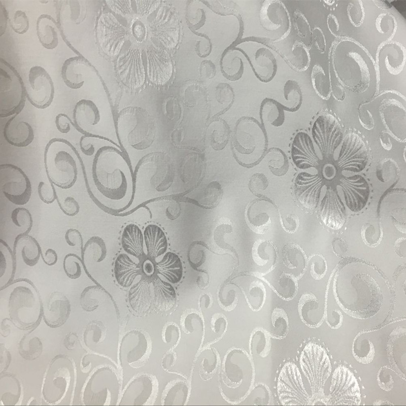 金帛提花 汉服 旗袍布料提花绸 浴袍布料幸运草提花绸白色