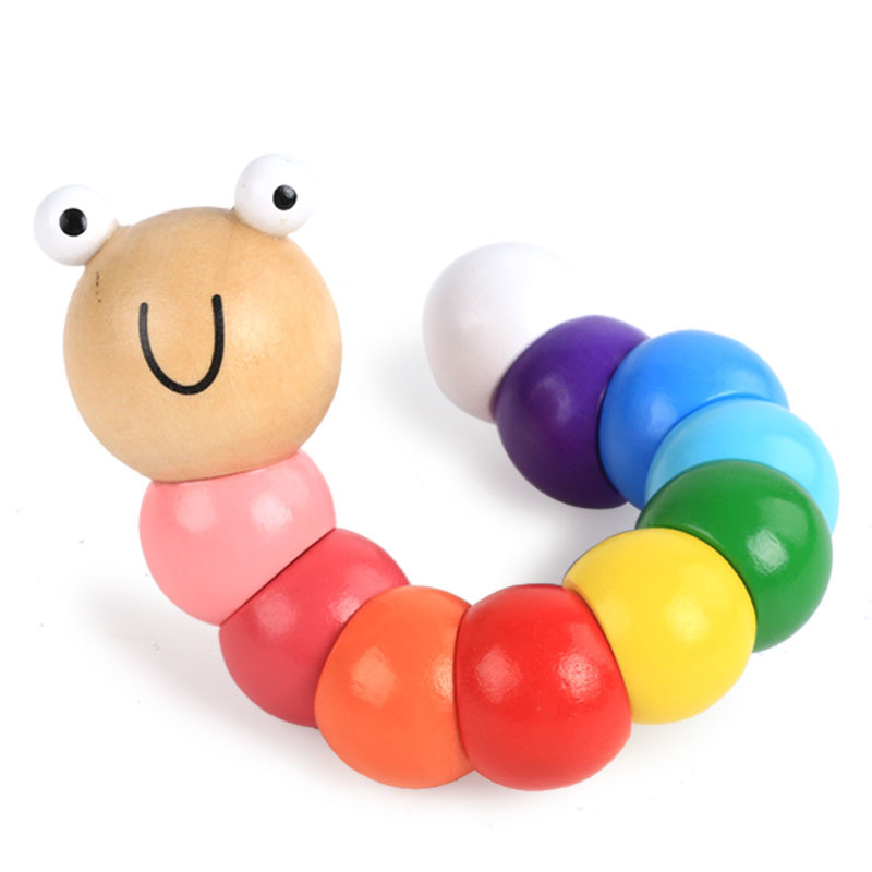 厂家批发 木制 百变扭扭多彩毛毛虫 仿真 模型 0-6岁 益智 安抚玩