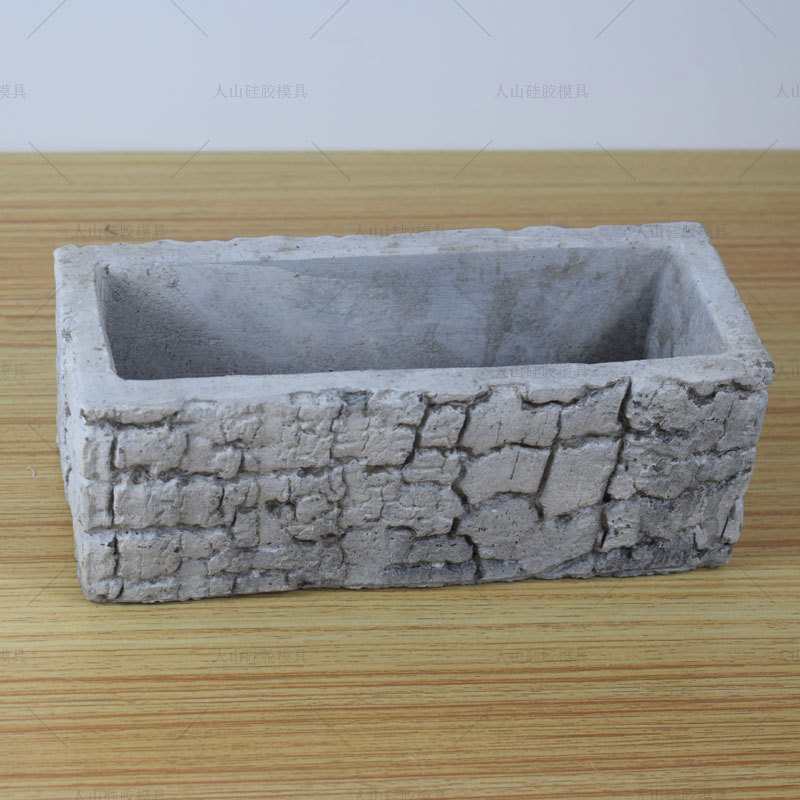 浮雕北欧风艺术创意花器 多肉植物粗陶水泥长方形花盆硅胶模具
