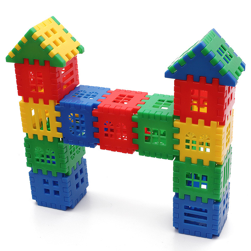房子积木方块塑料积木宝宝乐园拼插拼搭拼图积木玩具厂家直销