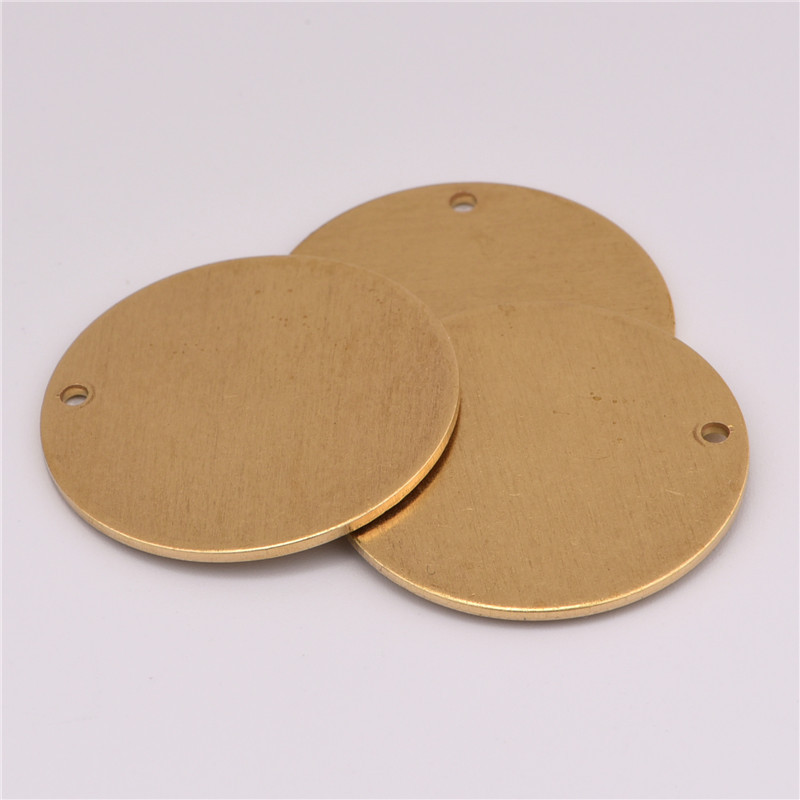 25mm实心平面圆片 单孔圆形铜片吊坠服饰耳环挂件diy饰品配件材料