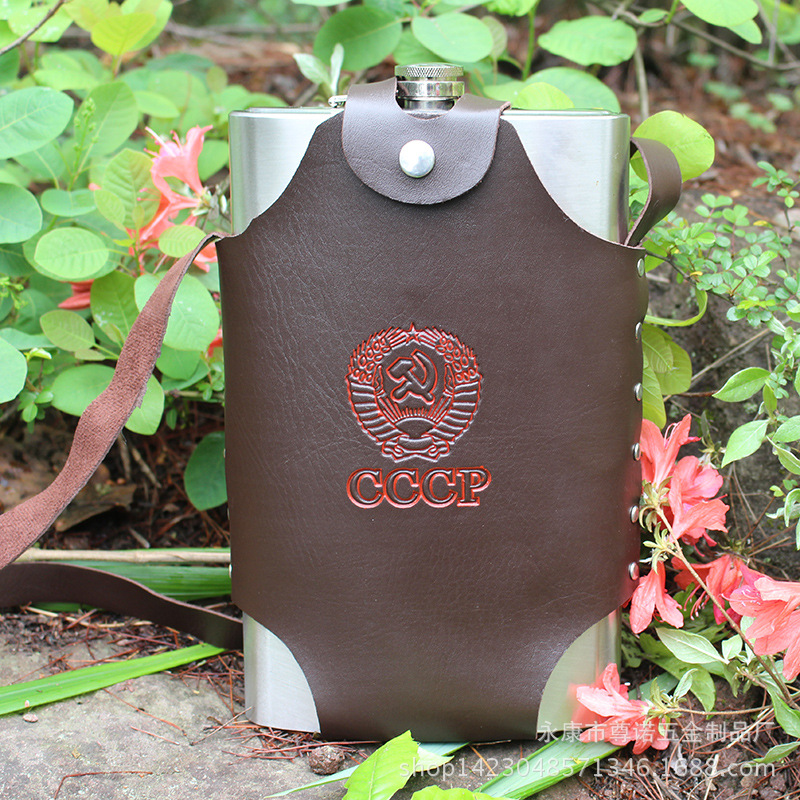 酒壶不锈钢加厚大酒壶便携式俄罗斯酒具64盎司35斤金属扁酒瓶